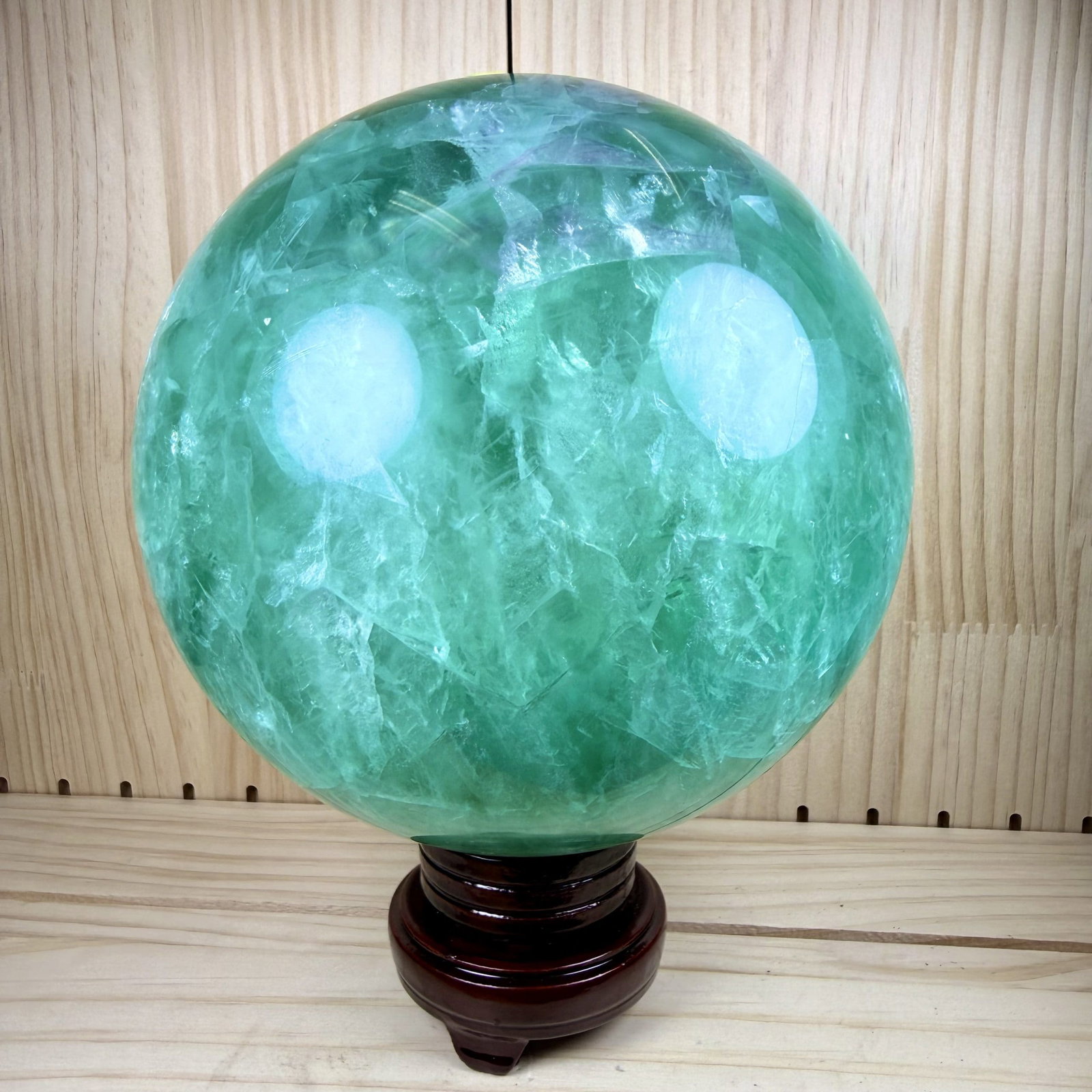 STATEMENT PIECE! 9,5 kilo groene fluoriet bol - 9