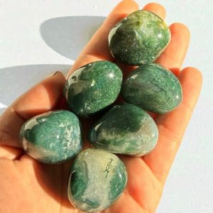 Trommelstenen - Mos agaat - maat medium