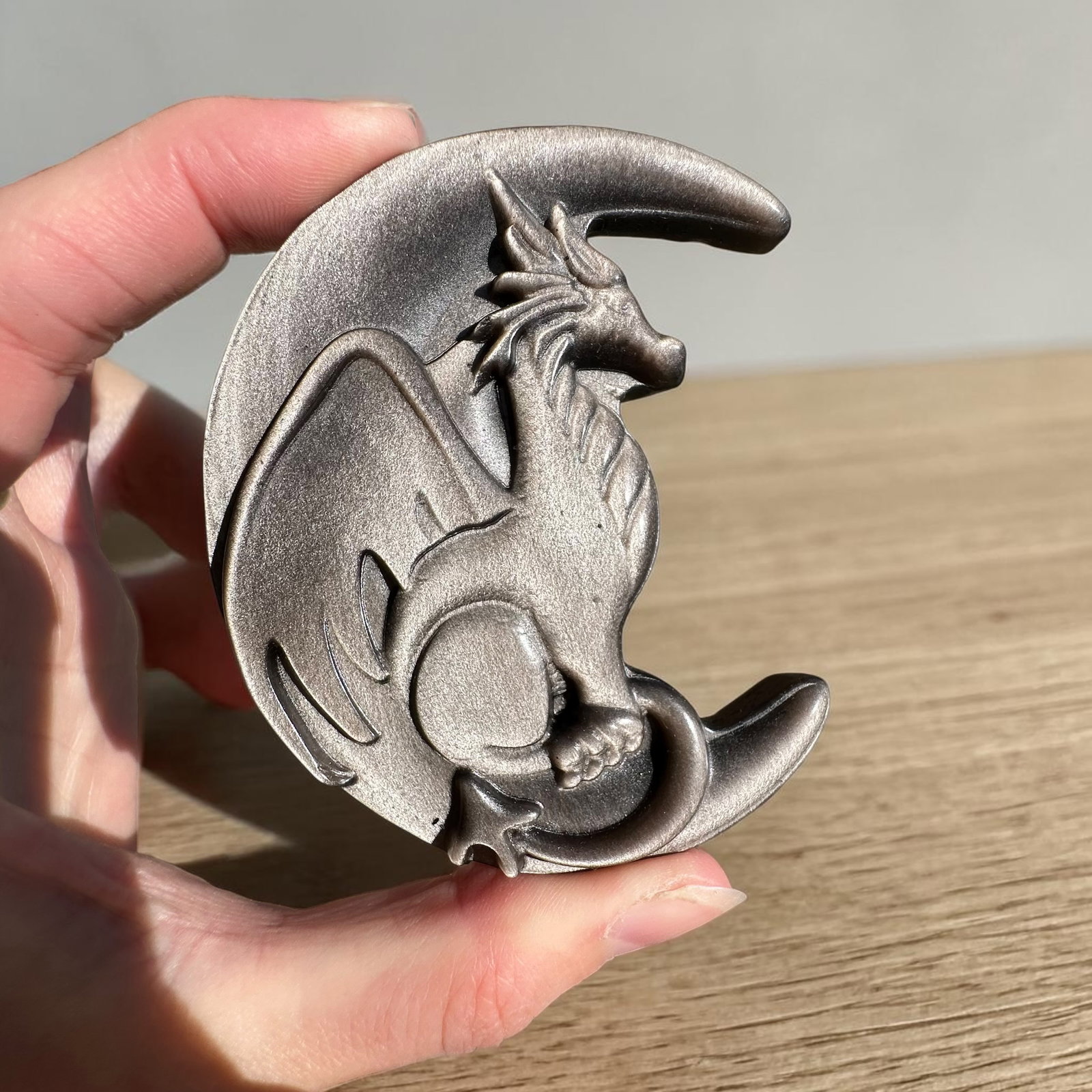 Silver sheet obsidaan – draak carving