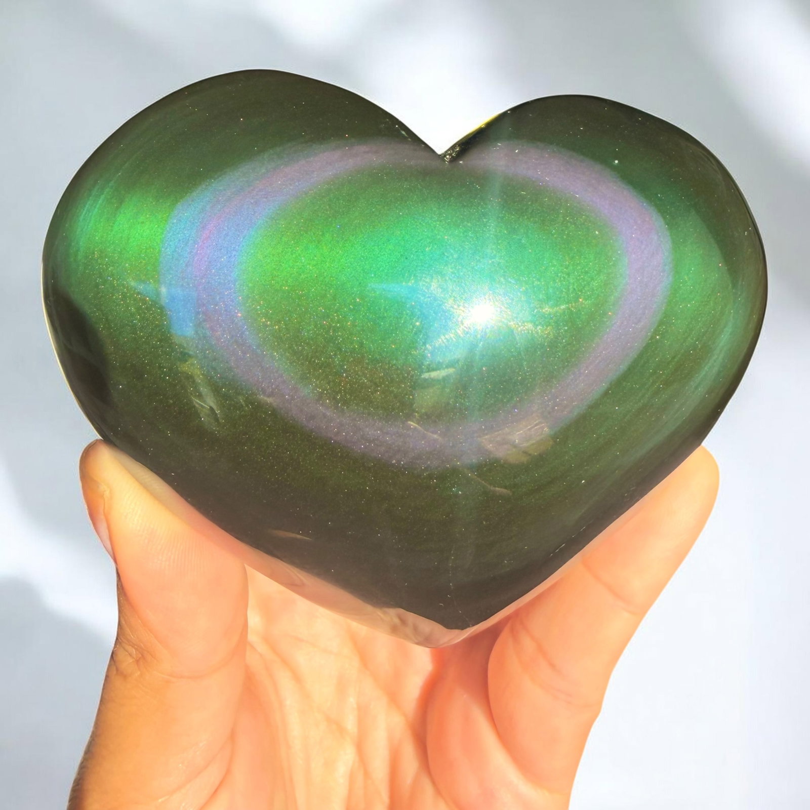 Regenboog obsidiaan hart - 1